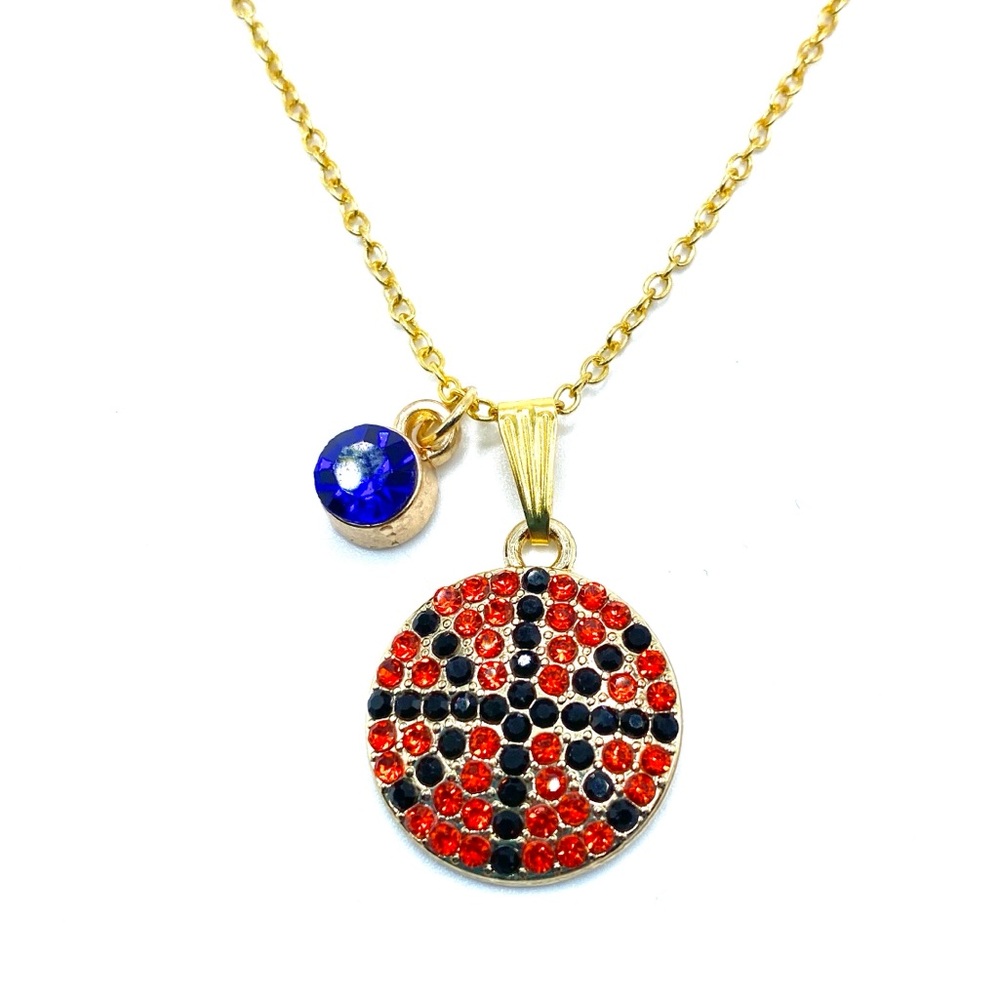 Basketball Necklace Gold Rhinestone - Picture 5 of 7
